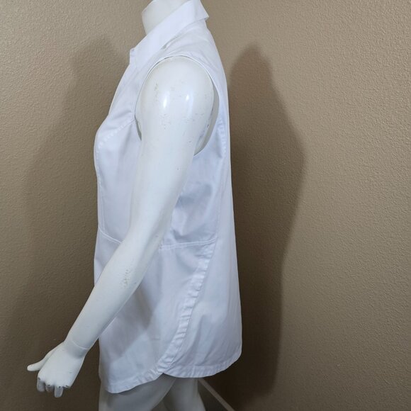 FOXCROFT NYC Heritage Non-Iron White Cotton Sleeveless Button Up Tunic Top~10 - Picture 4 of 10